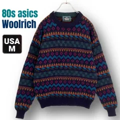 80sウールリッチ  Woolrich★アシックスタグ★フェアアイルセーター★ウールニット/クルーネック/ネイビー★USAメンズM    #2601J032のサムネイル