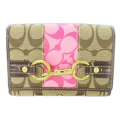 コーチ COACH limited edition 二つ折り財布 ウォレット 小銭入れあり キャンバス レザー 革 シグネチャー 切替 ベージュ /CK34 ■GY11