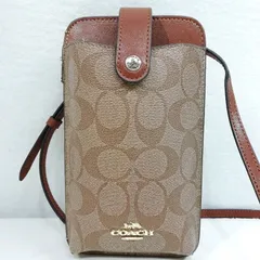 【中古】COACH A2292-C7397 スマホショルダー シグネチャー ブラウン×PVCレザー