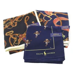 ポロ ラルフローレン POLO RALPH LAUREN ハンカチ 3点セット まとめ売り 総柄 紺 ネイビー /TK