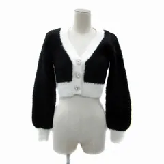 レディ Rady タグ付き ニットカーディガン ショート丈 Vネック バイカラー S 黒 ブラック 白 ホワイト /YS33