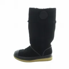 トリーバーチ TORY BURCH サイドロゴ ムートンブーツ ロング スエード ボア 7 24cm 黒 ブラック 33128511 ■GY18 /MQ