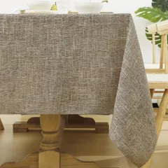 Softalker テーブルクロス 正方形 小さめ 90×90cm ?布 table cloth おしゃれ 撥水 布 北欧 厚手 類麻 リネン シンプル 無地 耐久 洗濯可 クリスマス お正月 ダイニング カフェ レストラン用 ダークブラウン