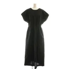 ザラ ZARA 25SS プリーツ入りミディワンピース マキシ ロング フレンチスリーブ M 黒 ブラック /AT ■OS