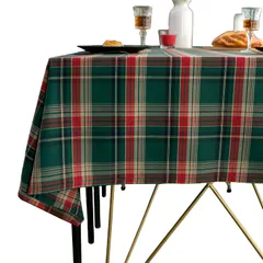 [Maplefea]テーブルクロス クリスマス格子柄 グリーンとレッドチェック柄 長方形 テーブルカバー 洗えるテーブル 汚れ防止 防水 防油 撥水加工 耐熱 耐久性 おしゃれ 北欧 家庭用 業務用（140cmx200cm） (赤と緑 90cm×130cm)