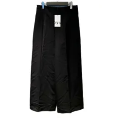 ザラ ZARA タグ付き ハイウエスト ワイドパンツ ストレート L 黒 ブラック ■FY