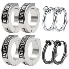 【数量限定】めんず クロス リングピアス ピアス ノンホール フープ イヤリング イヤーカフ フェイクピアス フェイク メンズ ユニセックス アレルギー対応 プレゼント