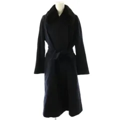 マックスマーラ MAX MARA スタジオ ミンクファー付き ピュアウール コート アウター ロング ウール 34 紺 /NR ■OS