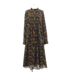 ピーエスポールスミス PS Paul Smith セットアップ 上下 ブラウス 長袖 フレアスカート ロング マキシ 花柄 大きいサイズ 44L 黒 ブラック マルチカラー BLPSBW0845 SKPSBW0845 /KU