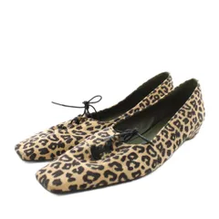 ランダ RANDA パンプス スクエアトゥ ヒョウ柄 レオパード 24.5cm ベージュ 茶 ブラウン PP09518Y /AN14