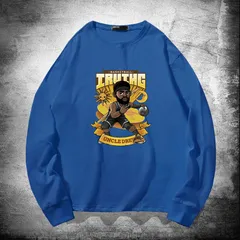 バスケ カイリー・アービング プリント スウェットシャツ トレーニング メンズ 長袖 スポーツ ストリート 起毛なし ロイヤルブルー