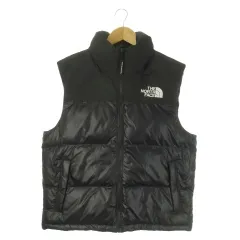 ザノースフェイス THE NORTH FACE NUPTSE ON BALL VEST ダウンベスト スタンドカラー ジップアップ ロゴ フード収納 アウトドア L 黒 ブラック NV3NP55D /AO10 ■GY01