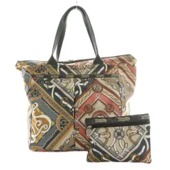 レスポートサック LesportSAC トートバッグ ポーチ 馬具モチーフ スカーフ柄 マルチカラー 紺 ネイビー アイボリー /SS ■OS