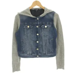 アルマーニ ジーンズ ARMANI JEANS デニムジャケット Gジャン ジージャン ニット切替 ウール混 カシミヤ混 フード付き 40 青 ブルー グレー 37360 /HNのサムネイル