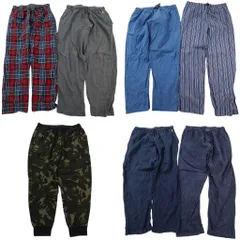 古着卸 まとめ売り ラルフローレン パジャマパンツ 7枚セット (メンズ L /XL ) チェック カモ柄 ストライプ 中古 古着 ND3580