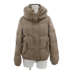 B&Y ユナイテッドアローズ BEAUTY&YOUTH ビューティー&ユース ダウンジャケット ショート丈 シルク混 裏地レオパード柄 S ベージュ /NU ■GY14