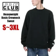 【新品・未使用】【ブラック／黒】プロクラブ スウェット トレーナー メンズ レディース PRO CLUB ヘビーウェイト ベーシック クルーネック スウェット 厚手 無地 裏起毛 大きいサイズ USA ブランド 32pc0101のサムネイル