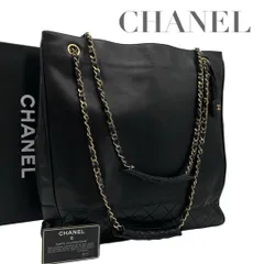 【価格交渉/質問大歓迎♪】希少　シャネル　ラムスキン　セミチェーントートバッグ　ブラック　肩掛け　5630