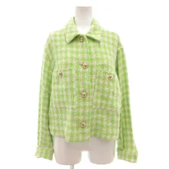 ザラ ZARA ジャケット チェック ツイード 金ボタン M 緑 グリーン /AE