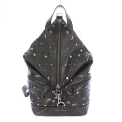 ジミーチュウ JIMMY CHOO FITZROY リュックサック バックパック レザー スタッズ ロゴ 装飾 黒 ブラック /BB ■OHのサムネイル