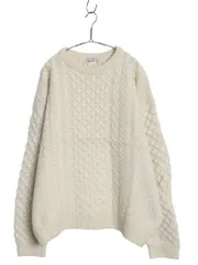 【お得なクーポン配布中!】 80s アイルランド製 エルエルビーン フィッシャーマン ウール ニット セーター メンズ L / ヴィンテージ ケーブル ローゲージ ナチュラル