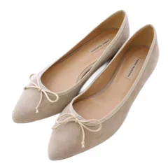 ファビオルスコーニ FABIO RUSCONI パンプス ポインテッドトゥ ローヒール スエード リボン 37 ベージュ /BB