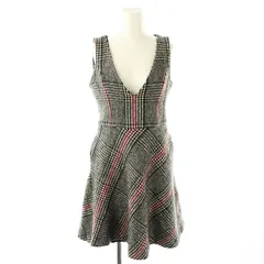 エムズグレイシー M'S GRACY ウール チェック ワンピース ひざ丈 36 ブラック ホワイト /DF ■OS