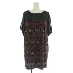 ヒステリックグラマー HYSTERIC GLAMOUR 半袖チュニック カットソー 総柄 シアー切替 F ブラック /MY ■OS