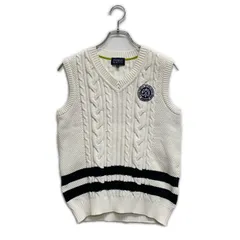 中古 レディース パーリーゲイツ PEARLY GATES ベスト 0(S) 白 ホワイト Vネック ニット ケーブル編