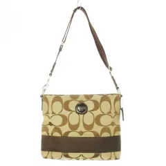 コーチ COACH ショルダーバッグ キャンバス レザー 革 シグネチャー ロゴ 切替 茶 ブラウン F17435 /CK23 ■GY18