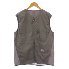 アンドワンダー and wander alpha direct vest アルファダイレクトベスト ジップアップ ショート丈 ストレッチ 切替 ロゴ XL グレー 574-4241117 /BB