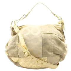 コーチ COACH シグネチャー ショルダーバッグ ハンドバッグ キャンパス レザー ゴールド色 13709 /AN14