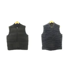 カルバンクラインジーンズ Calvin Klein Jeans リバーシブルベスト ジャケット ダウン ボアフリース カモフラ ロゴ M 黒 ブラック 青 ブルー /AH19 ■GY43