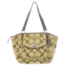 コーチ COACH ハンドバッグ トートバッグ キャンバス レザー ターンロックポケット シグネチャー 茶 ブラウン F14659 /AH17 ■GY11