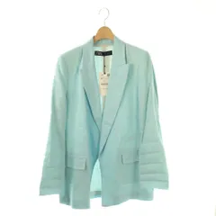 ザラ ZARA リネン テーラードジャケット ボタンレス M ライトブルー /HK ■OS