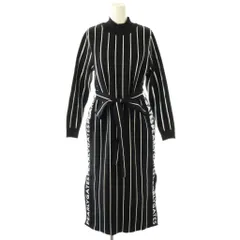 パーリーゲイツ PEARLY GATES 23AW モックネックニットワンピース  PGロゴストライプ 0 ブラック ホワイト /ES ■OS