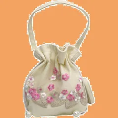 ポシェット 巾着ポーチ 刺繍 花柄 2way 浴衣 ハンドバッグ 和装 夏祭り ショルダーバッグ 手提げ 巾着バッグ 軽量 斜め掛け [Liebendo] ボーホー