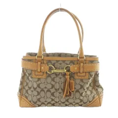 コーチ COACH 10508 トートバッグ ハンド シグネチャー キャンバス レザー ロゴ 茶 ブラウン ■GY18 /MQ