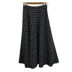 ボールジー BALLSEY トゥモローランド スカート フレア ロング ドット 総柄 32 黒 白 ブラック ホワイト