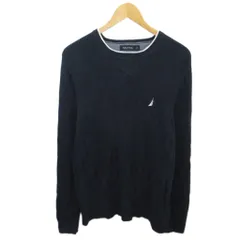 ノーティカ NAUTICA 古着 ニット セーター ロゴ刺繍 L ダークネイビー ■MET2