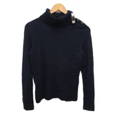 バーバリー ロンドン BURBERRY LONDON ニット セーター 長袖 ロゴ刺繍 ノバチェック 紺 ネイビー 1 約S