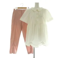 チェスティ Chesty 23SS セットアップ上下 半袖ブラウス フリル テーパードパンツ 1 ホワイト ピンク /MY ■OS