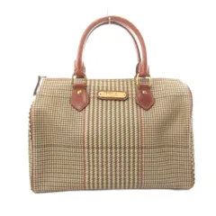 ポロ ラルフローレン POLO RALPH LAUREN 90s ミニボストンバッグ カバン 千鳥格子 チェック柄 ベージュ ブラウン /YJ