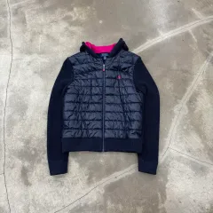 超かわいいPOLO RALPH LAUREN ネイビー ダウン ニット フードジップアップ