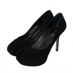 セルジオロッシ Sergio rossi オープントゥ スエードレザー ヒール パンプス 37 黒 ブラック