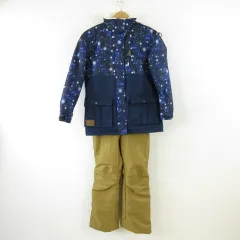 コスビー cosby スポーツ ジュニア スキーウェア 上下セット 総柄 紺 ベージュ 160 *A60