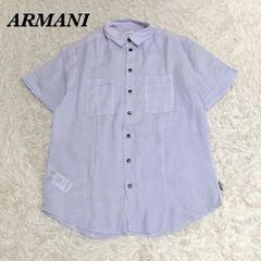 美品ARMANI COLLEZIONI 麻100％半袖ビジネスシャツ パープル - メルカリ
