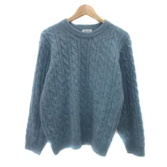 グローバルワーク GLOBAL WORK ニット セーター 長袖 ラウンドネック ケーブル編み M 水色 ライトブルー /YS14