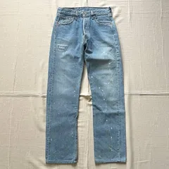 MADE IN USA　1998年4月　アメリカ製　vintage　米国最終モデル　Levi's 501　リーバイス　赤タブ　ストレートデニム　ジーンズ　W28 L32　ボタンフライ　553　サンベニート工場　紙パッチ　ペンキスプラッシュ　ダメージ加工　一点物