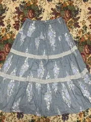 デニム フラワー ティアード スカート